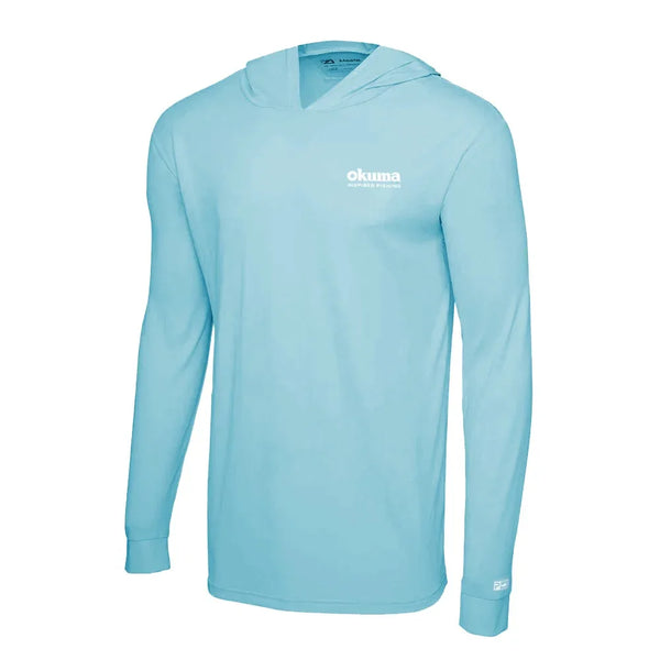 Okuma Aquatek Hooded Long Sleeve Performance Sun Shirt - Tahiti Blue - Okuma Fishing Tackle Corp