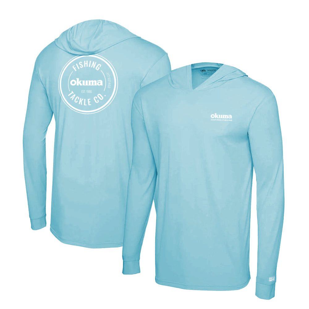 Okuma Aquatek Hooded Long Sleeve Performance Sun Shirt - Tahiti Blue