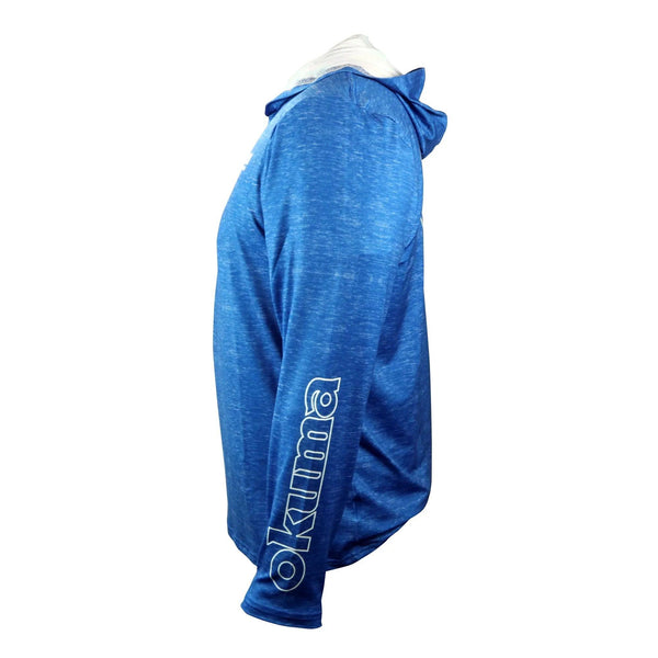 Okuma Hooded Long Sleeve Performance Sun Shirt - Blue - Blue Heather / Small