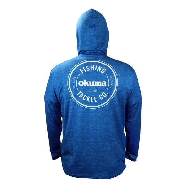 Okuma Hooded Long Sleeve Performance Sun Shirt - Blue - Okuma Fishing Tackle Corp