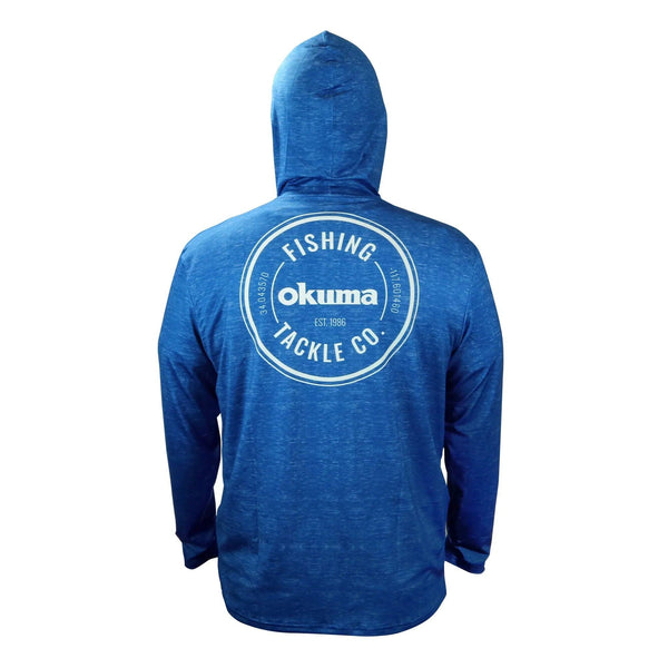 Okuma Hooded Long Sleeve Performance Sun Shirt - Blue - Blue Heather / Small