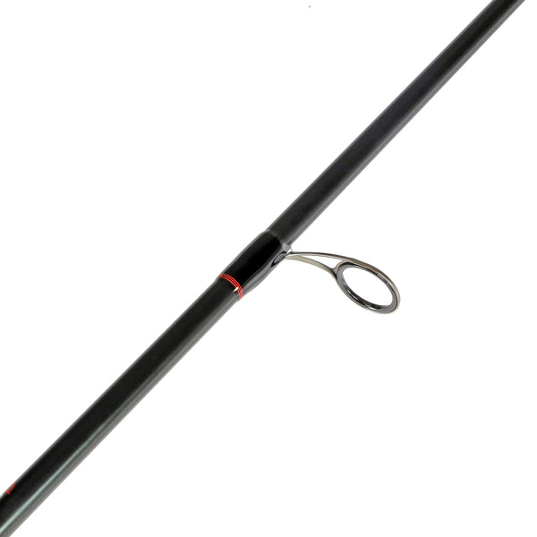 Fishing rod with a black handle on a white background