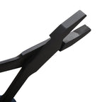 Black pliers with textured jaw on a white background