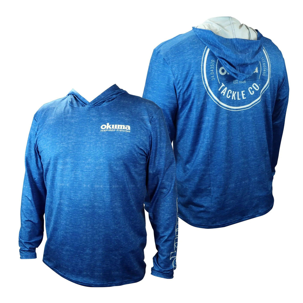 Okuma Hooded Long Sleeve Performance Sun Shirt - Blue - Blue Heather / Small