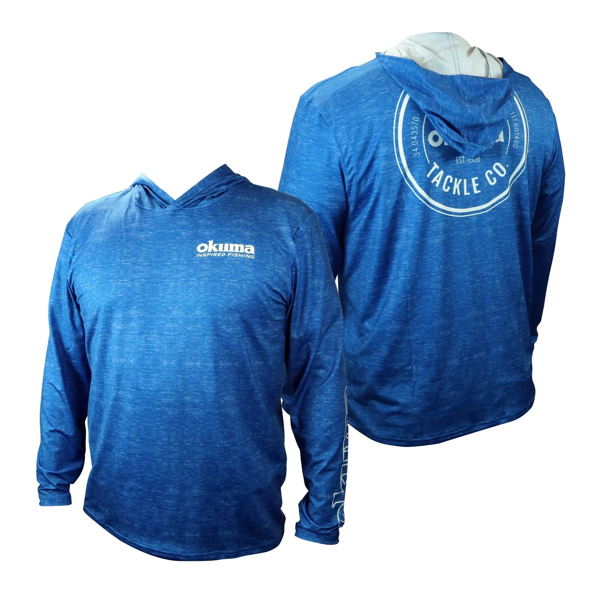 Okuma Hooded Long Sleeve Performance Sun Shirt - Blue - Blue Heather / Small
