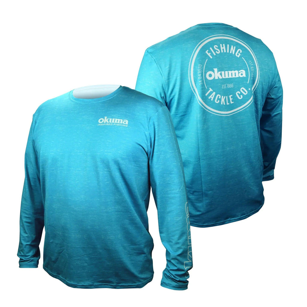 Okuma Long Sleeve Performance Sun Shirt - Blue/Green - Blue/Green Heather / Small