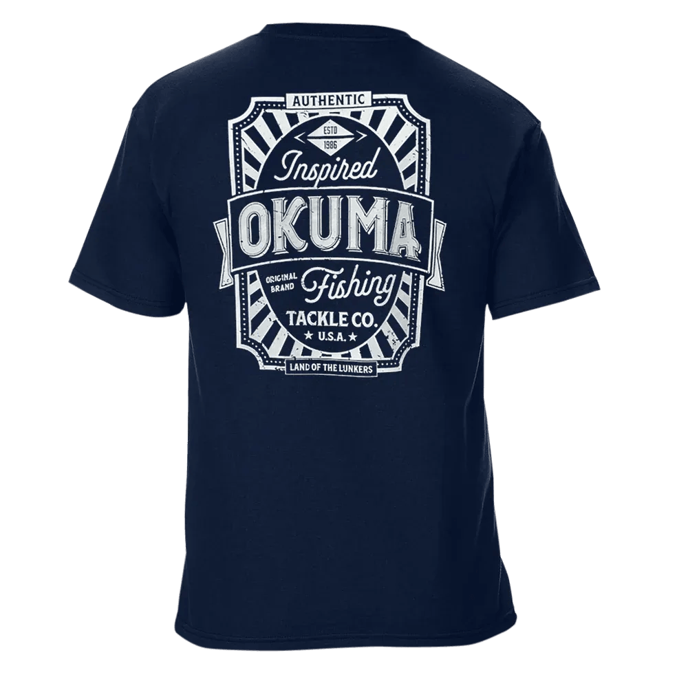 Okuma Short Sleeve T-Shirt in Navy Blue - Vintage Logo 2024 - Navy Blue / X-Large