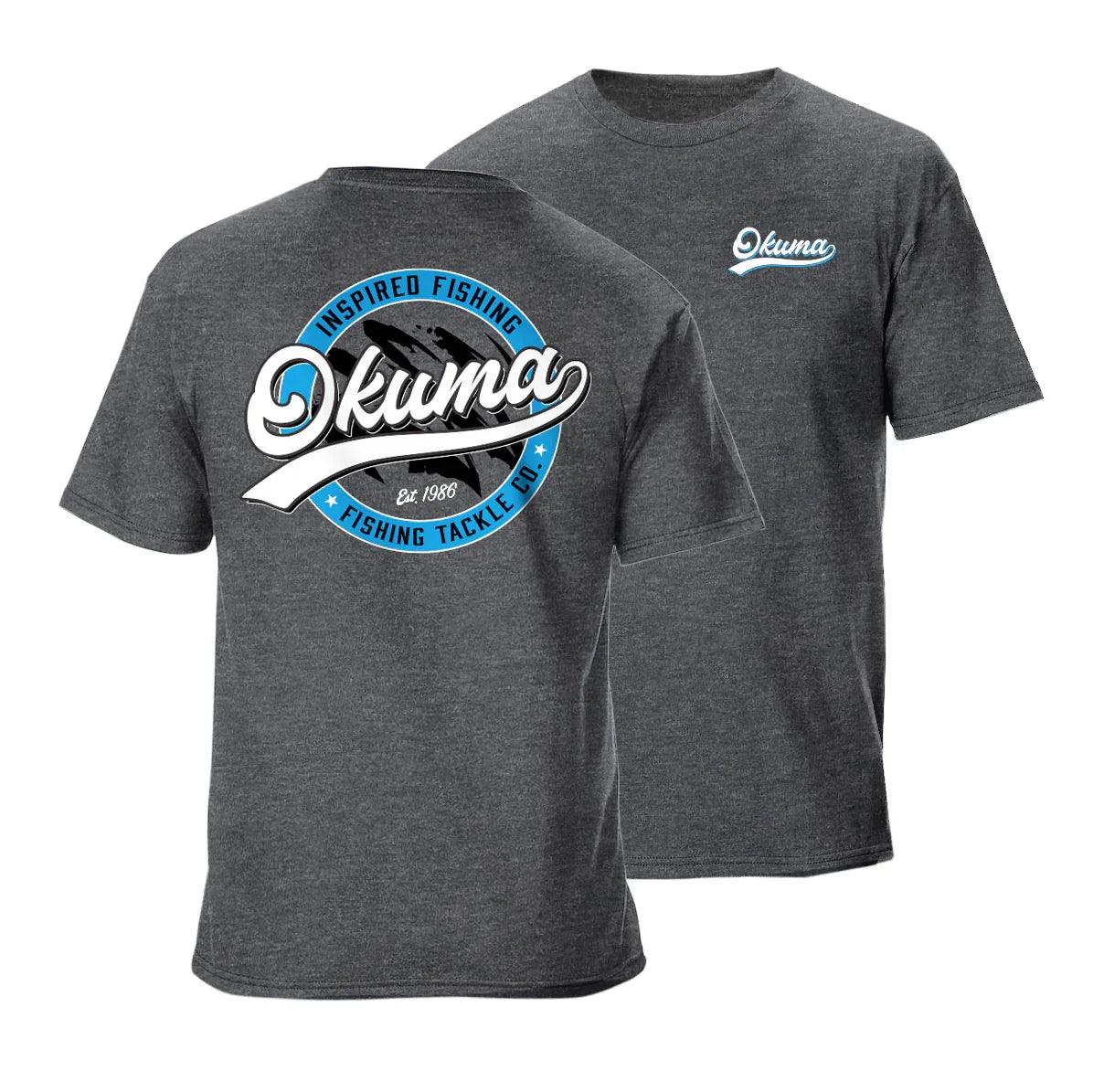 Okuma Short Sleeve T-Shirt in Grey Blue and White 2024 - Heather Grey / XX-Large