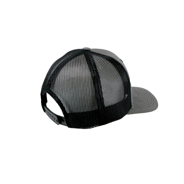 Okuma Charcoal Hat with Black Mesh & Embroidered Camo Patch