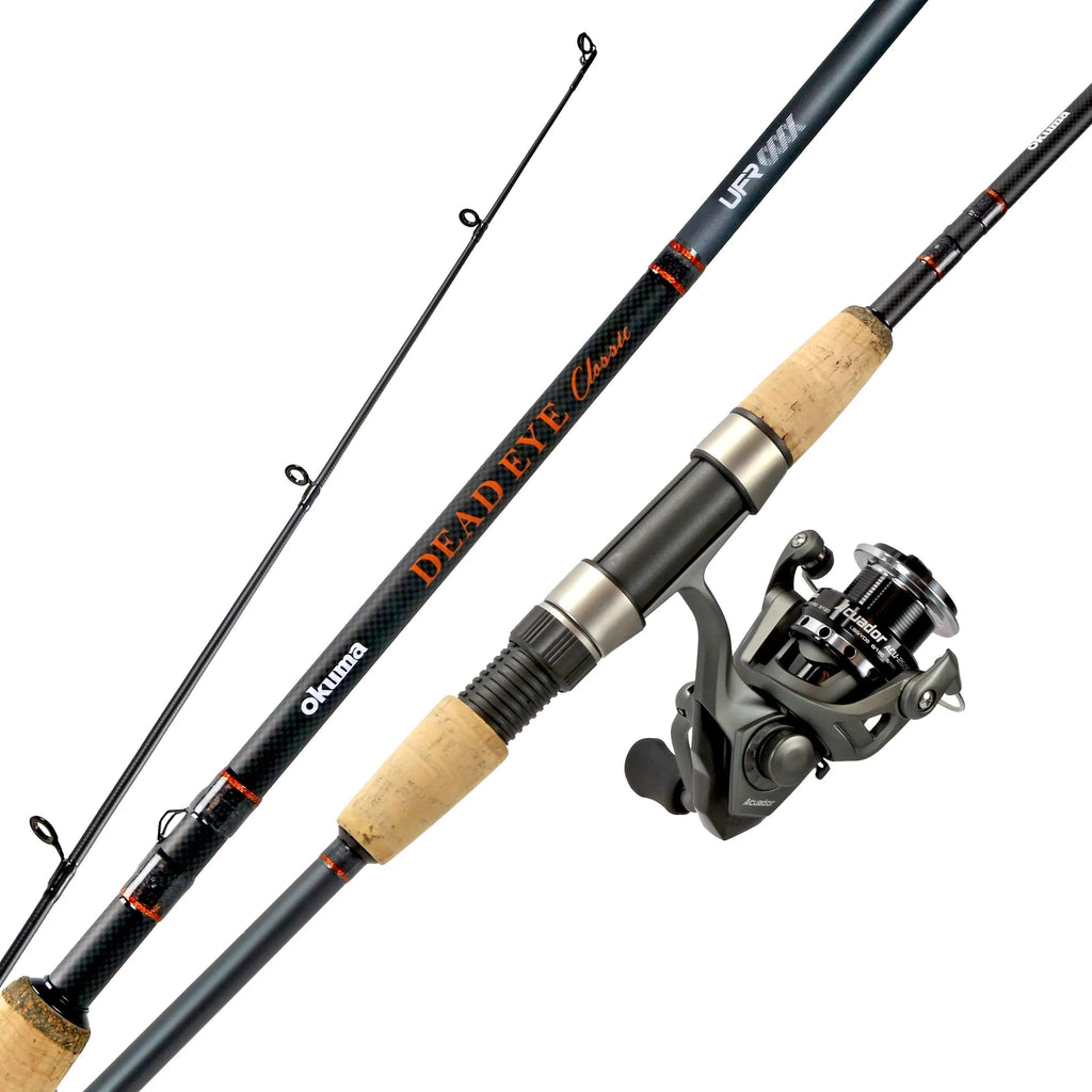 dead eye rods by okuma Custom Walleye DCS-S-741MLXF the rods feature Sea Guide XO 316 Okuma Dead Eye Classic "A"