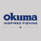 Navy Blue Okuma Logo with 30" Measurment call out on width
