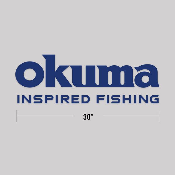 Navy Blue Okuma Logo with 30" Measurment call out on width