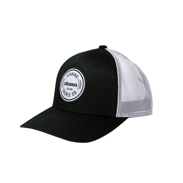 Okuma Mesh Back Black with White Mesh White Patch -