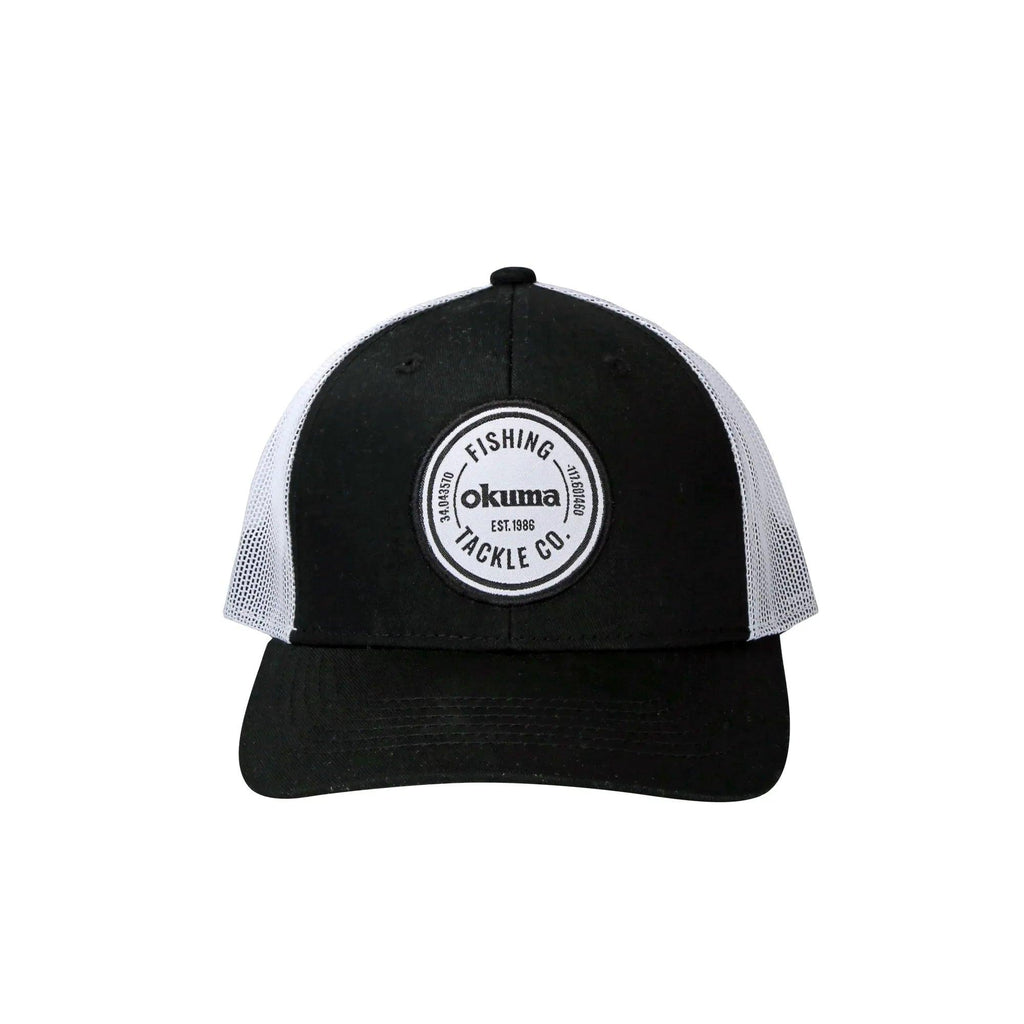 Okuma Mesh Back Black with White Mesh White Patch -