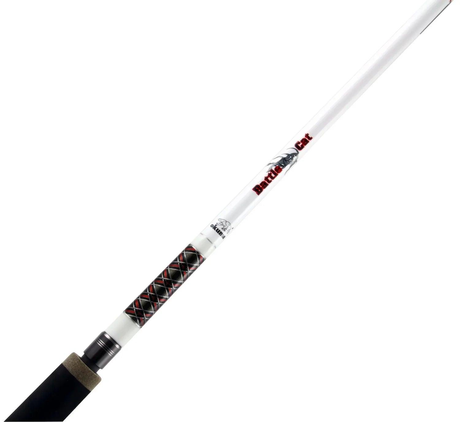okuma catfish rod Cat Tamer Spinning Combo the rods feature UV activated paint and guide wrapping for maximum visibility in low Bass Fishing Gear Pro Angler